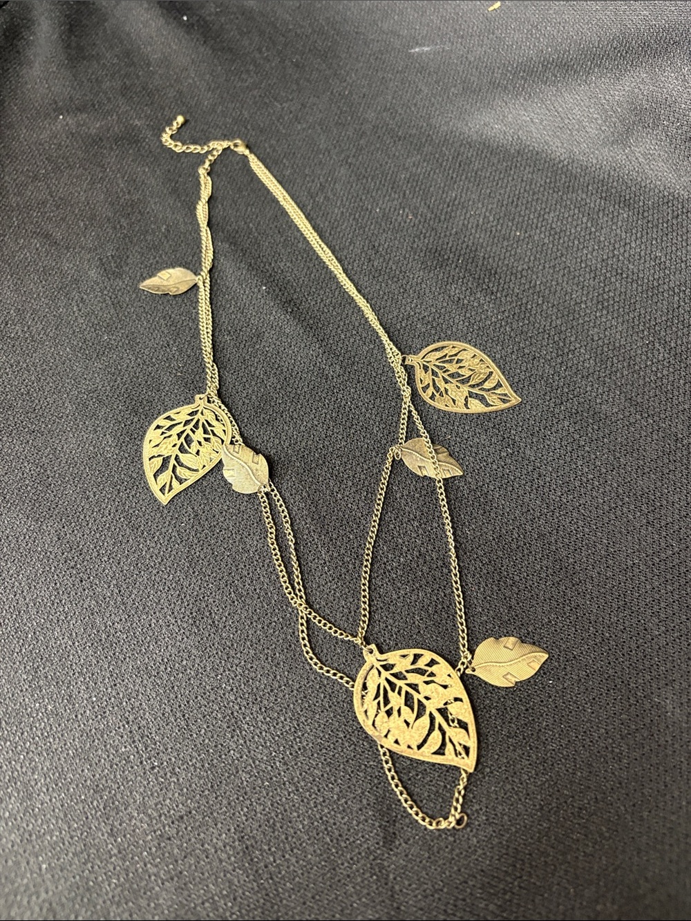 Goldtone Leaf Multi-Chain Necklace